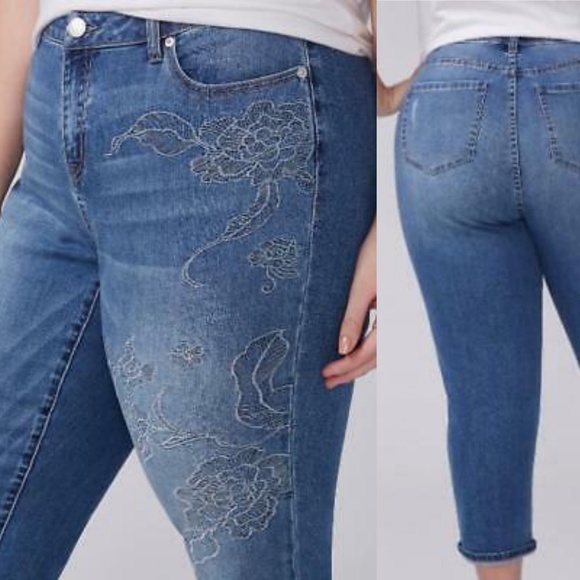 lane bryant embroidered jeans